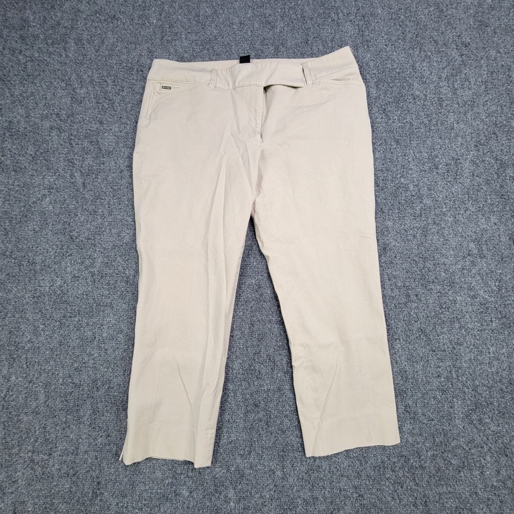 White House Black Market Pants Women 12 Beige Cropped Straight Leg Twill Stretch